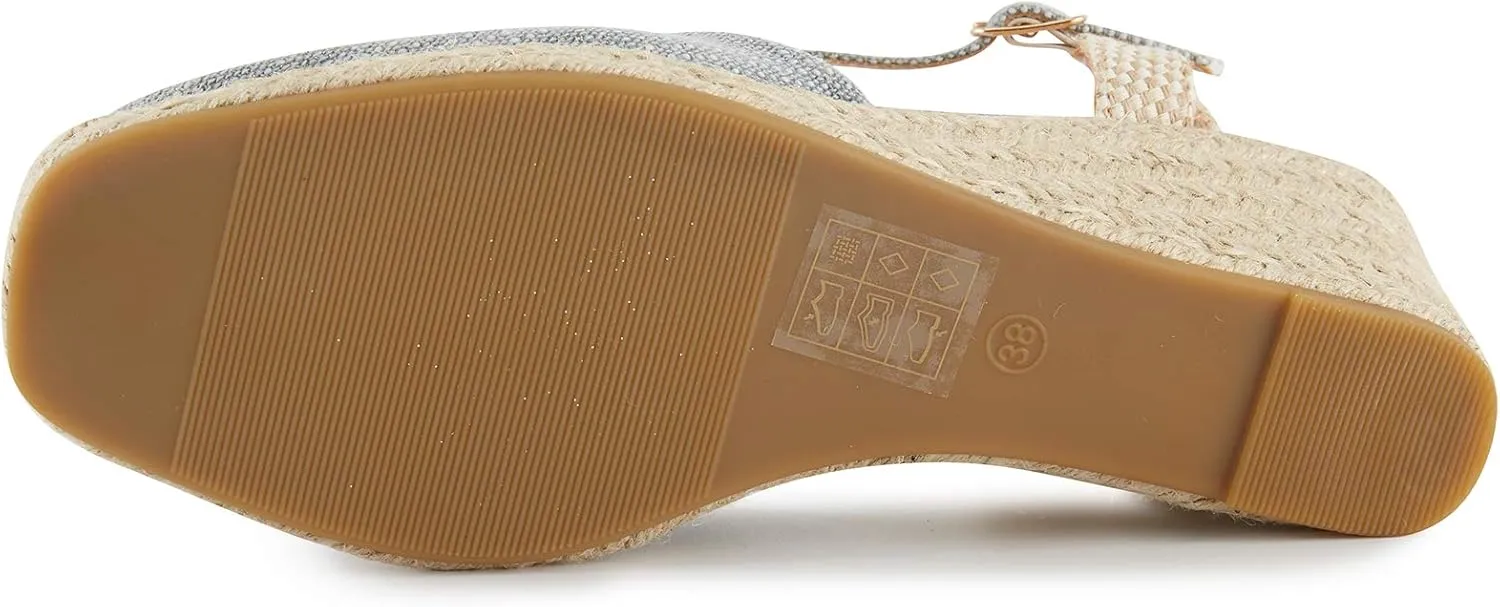 Alexis Leroy Womens Embroidered Closed Toe Buckle Strap Espadrilles Wedge Sandals