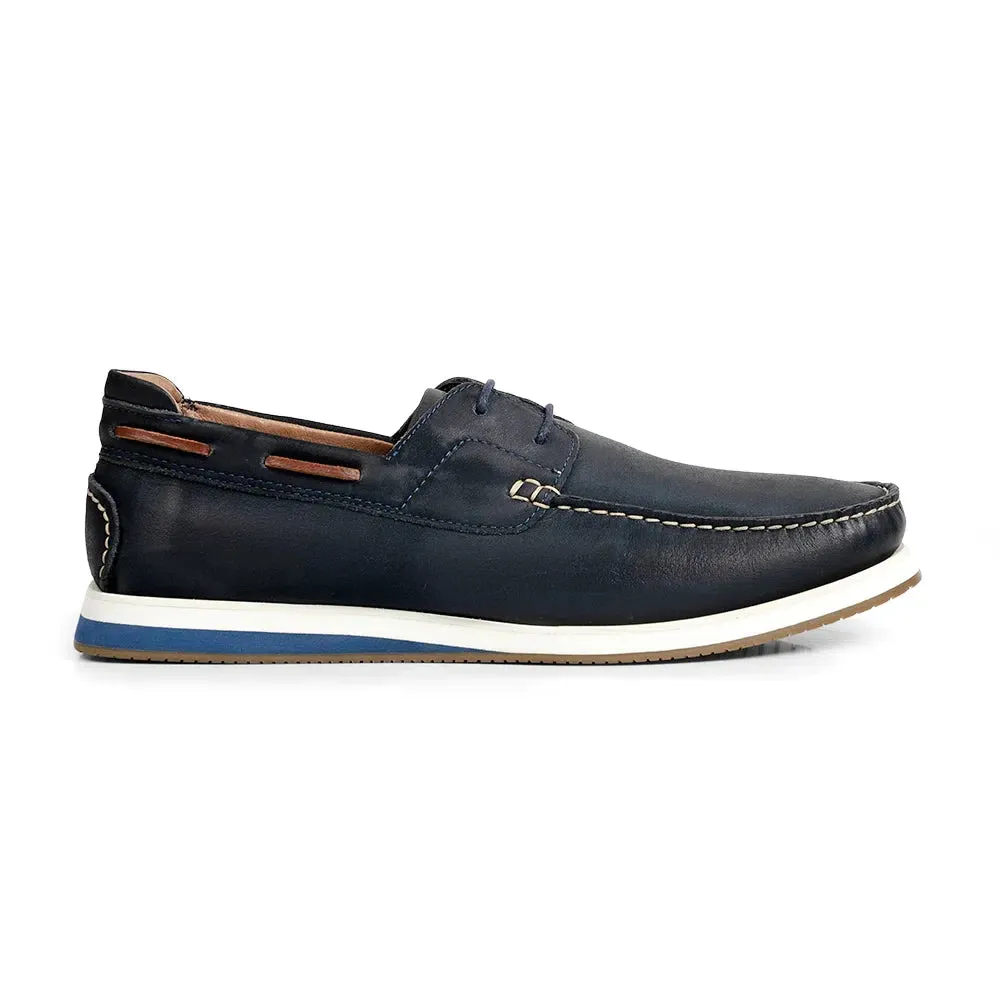 Anatomic Men's Costa Leather Boat Shoes Navy Blue