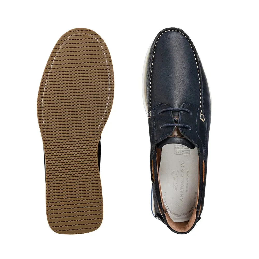 Anatomic Men's Costa Leather Boat Shoes Navy Blue