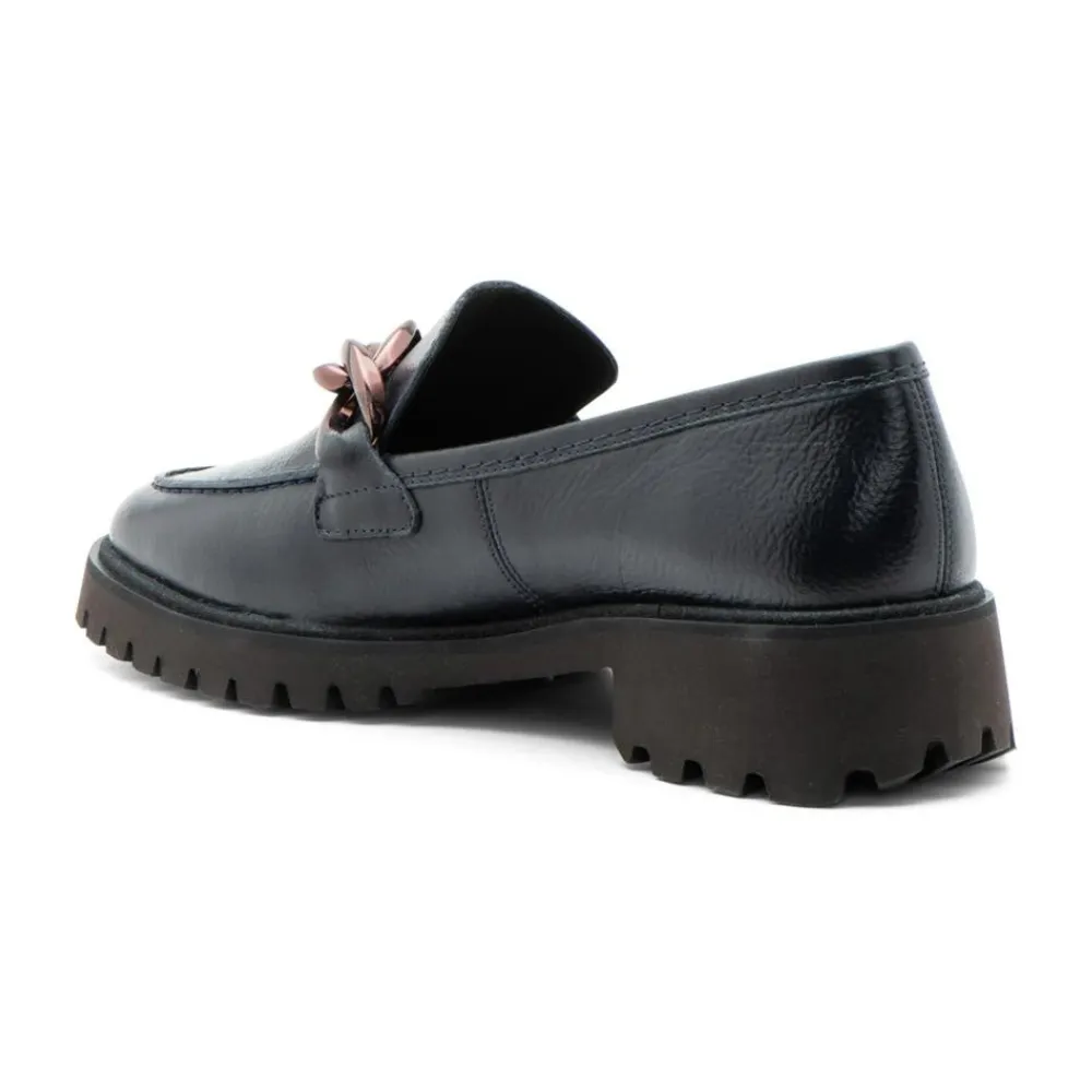 Ara Kiana Chunky Sole Chain Navy Loafer (Women's)