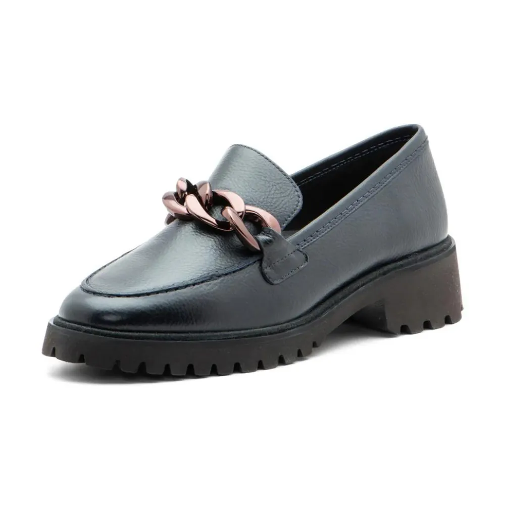 Ara Kiana Chunky Sole Chain Navy Loafer (Women's)