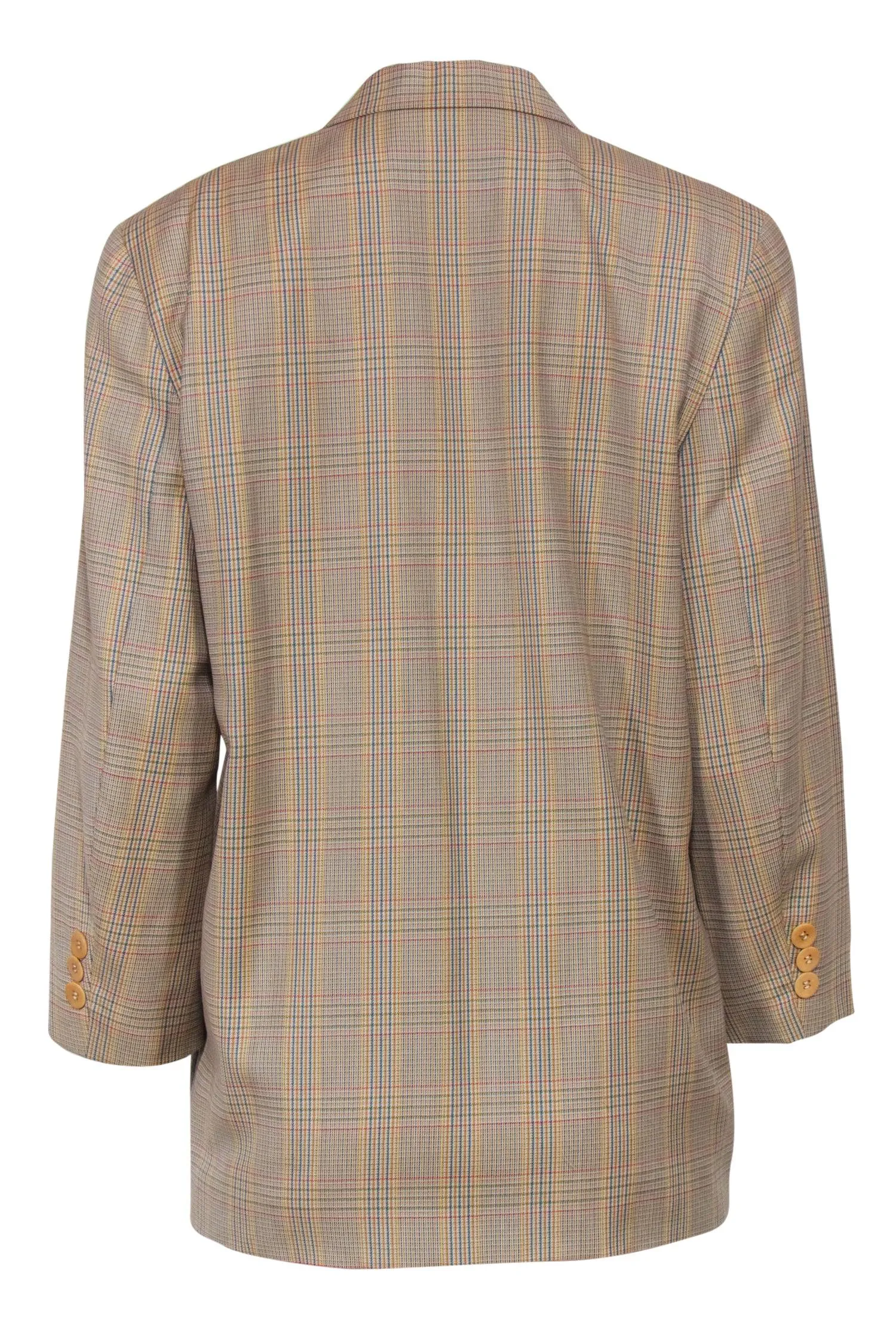 Bogner - Yellow Plaid Wool Single Button Blazer Sz 8
