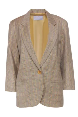 Bogner - Yellow Plaid Wool Single Button Blazer Sz 8