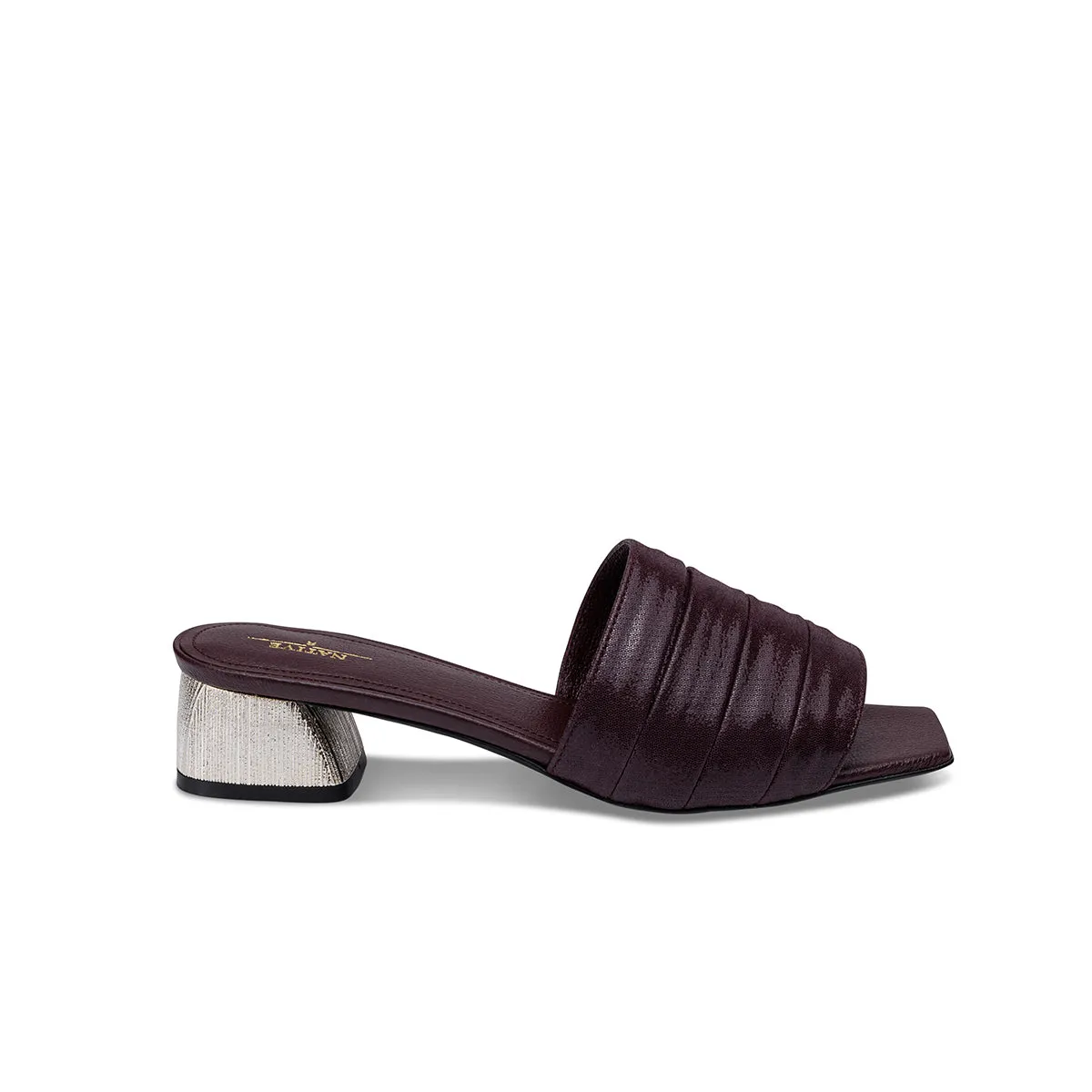Boxxy Sandals W/ Striped Metallic Heels in Bordeaux