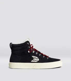 CATURI Black Suede Ivory Logo Boot Women