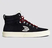 CATURI Black Suede Ivory Logo Boot Women