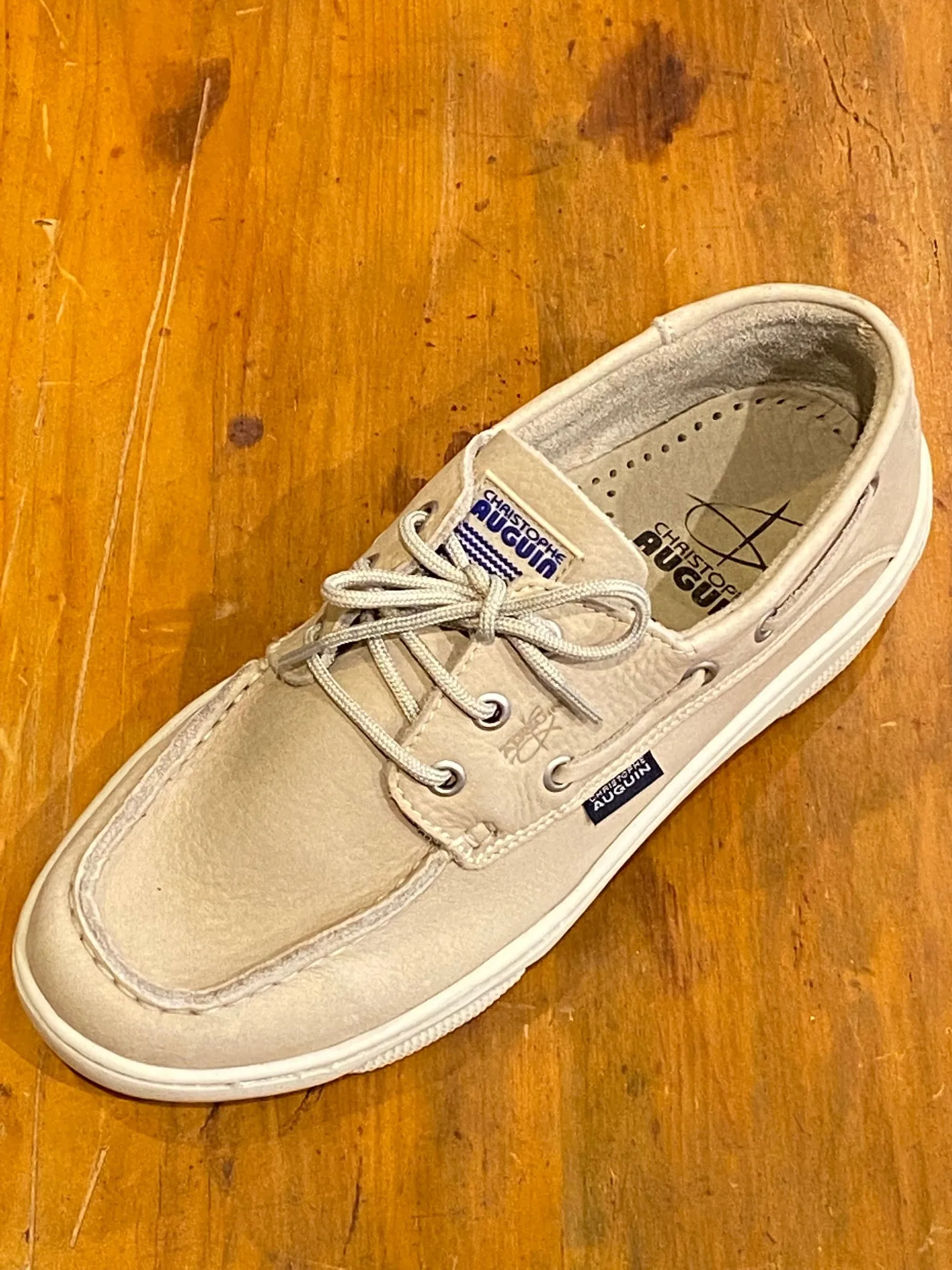 Christophe Auguin French Boat Shoe in Beige
