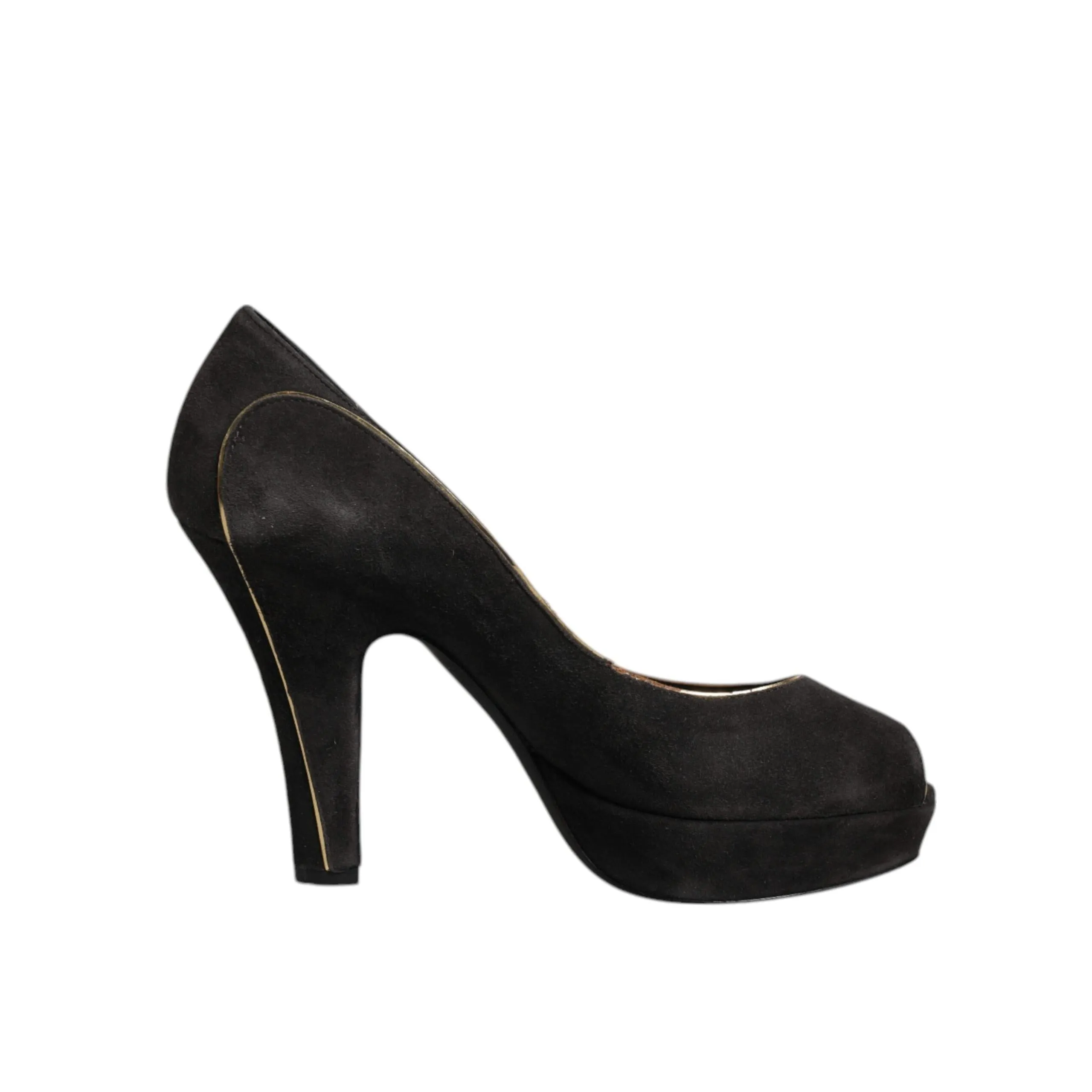 Dolce & Gabbana Black Suede Leather Platform Heels Pumps Shoes