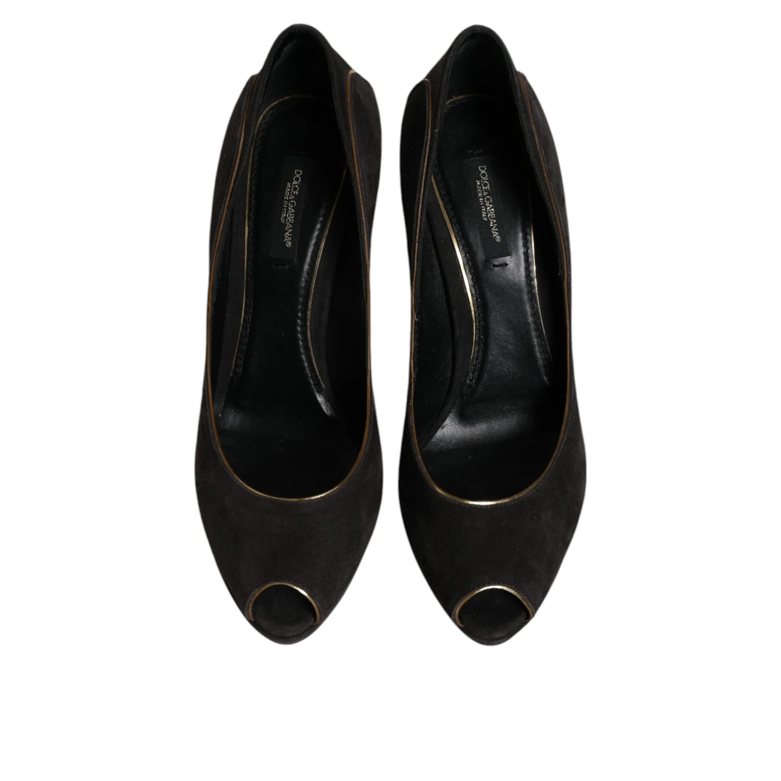 Dolce & Gabbana Black Suede Leather Platform Heels Pumps Shoes