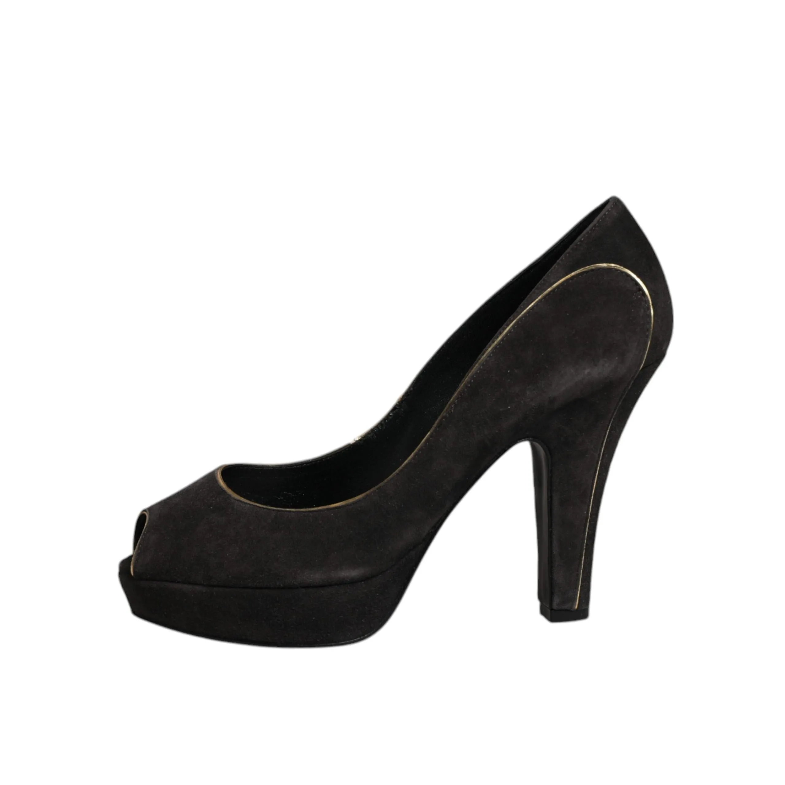 Dolce & Gabbana Black Suede Leather Platform Heels Pumps Shoes
