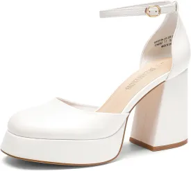 DREAM PAIRS Women's Chunky Platform High Heels Closed Toe Block Ankle Strap Dress Wedding Party Pumps Shoes