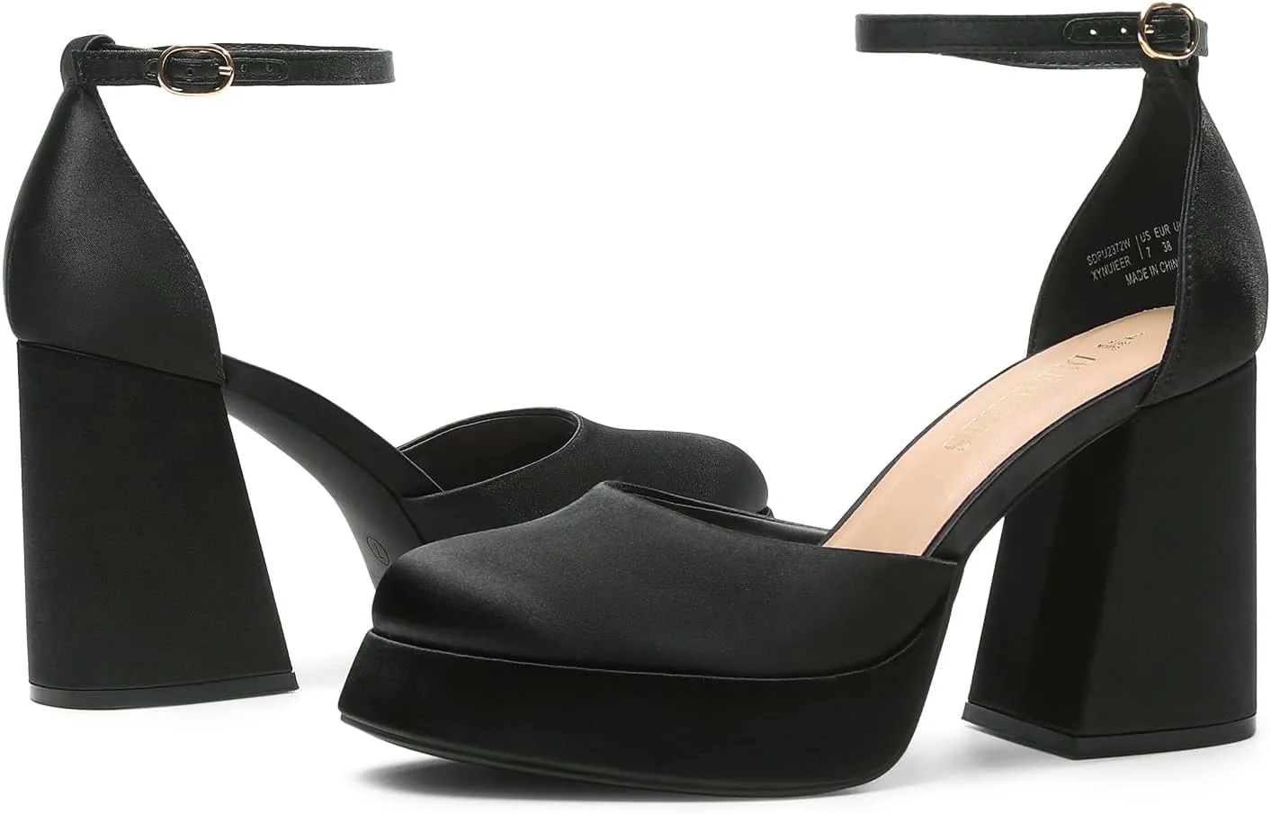DREAM PAIRS Women's Chunky Platform High Heels Closed Toe Block Ankle Strap Dress Wedding Party Pumps Shoes