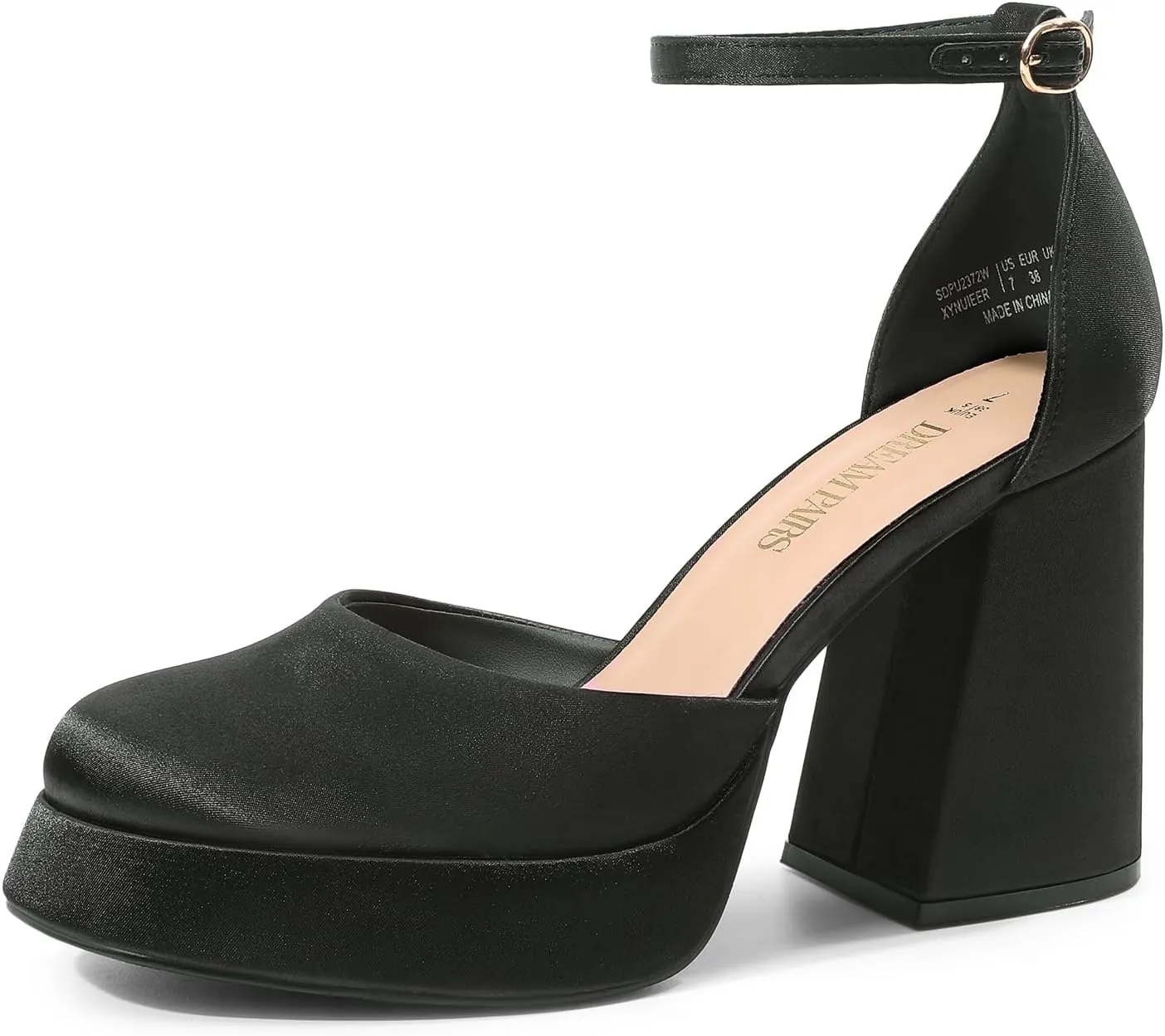 DREAM PAIRS Women's Chunky Platform High Heels Closed Toe Block Ankle Strap Dress Wedding Party Pumps Shoes