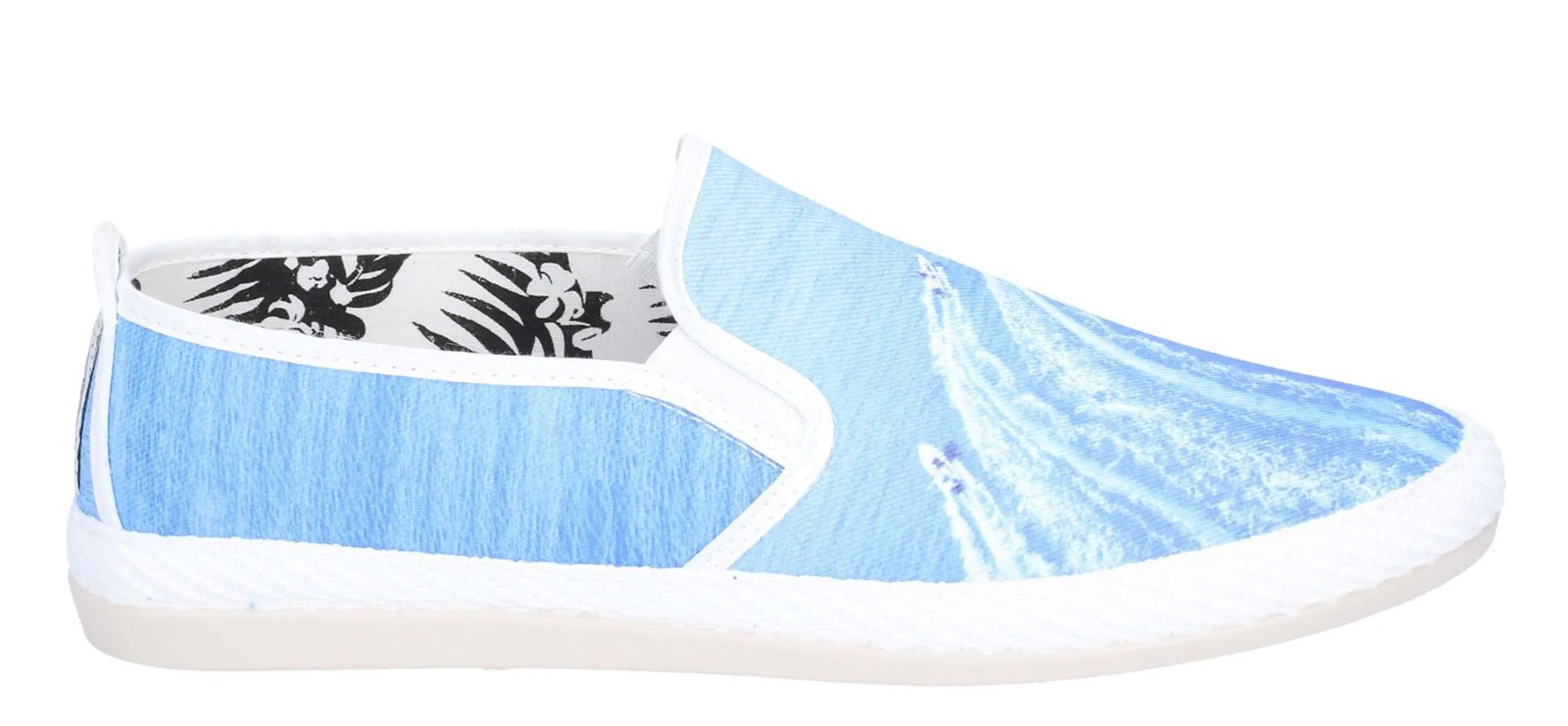 Flossy Carota Mens Seascape Print Slip On Canvas Espadrille Shoe