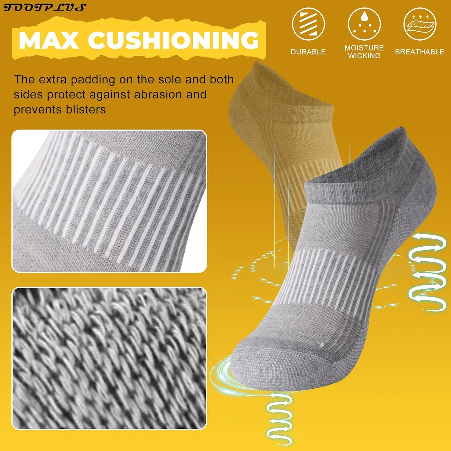 FOOTPLUS Copper Compression Socks,Unisex Cushioned Sole Arch Support Athletic Ankle/Crew Running Hiking Socks