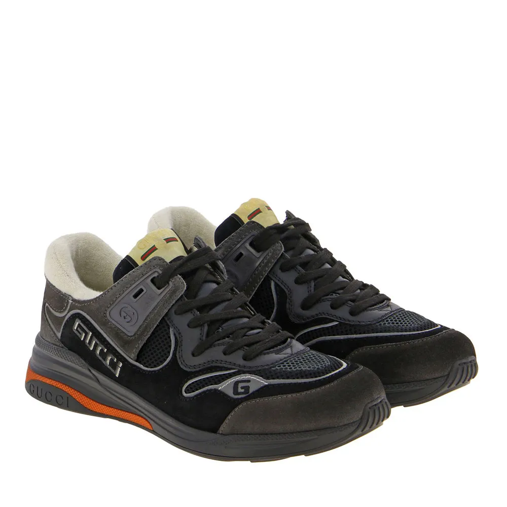 Gucci Men's Suede Ultrapace Running Sneaker Grey Orange