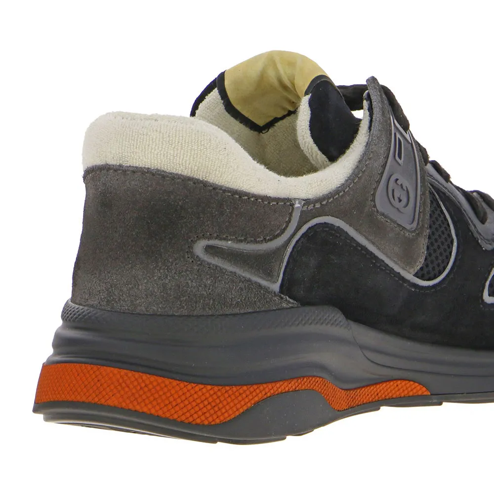 Gucci Men's Suede Ultrapace Running Sneaker Grey Orange