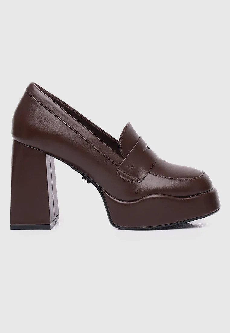 Happy Mind Platform Pumps (Brown)