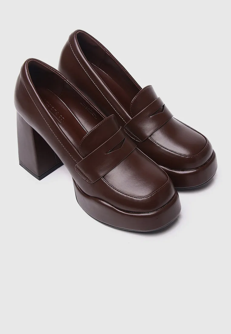 Happy Mind Platform Pumps (Brown)
