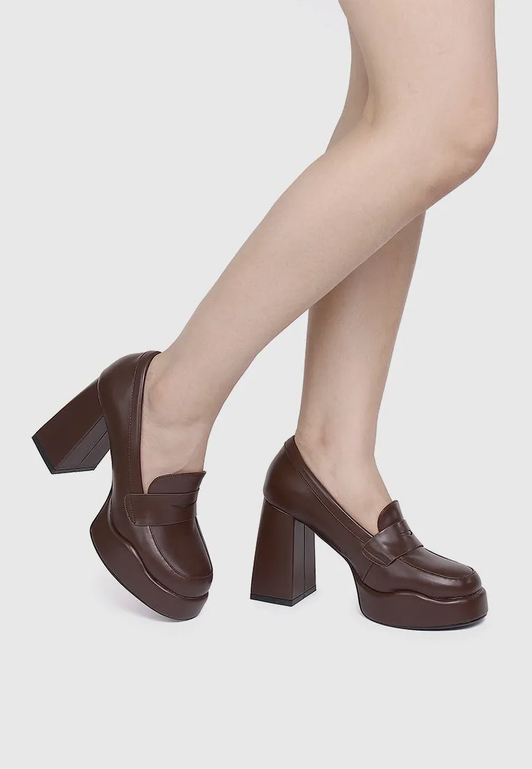 Happy Mind Platform Pumps (Brown)