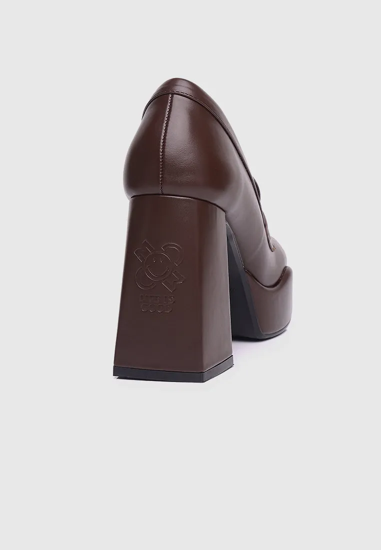 Happy Mind Platform Pumps (Brown)