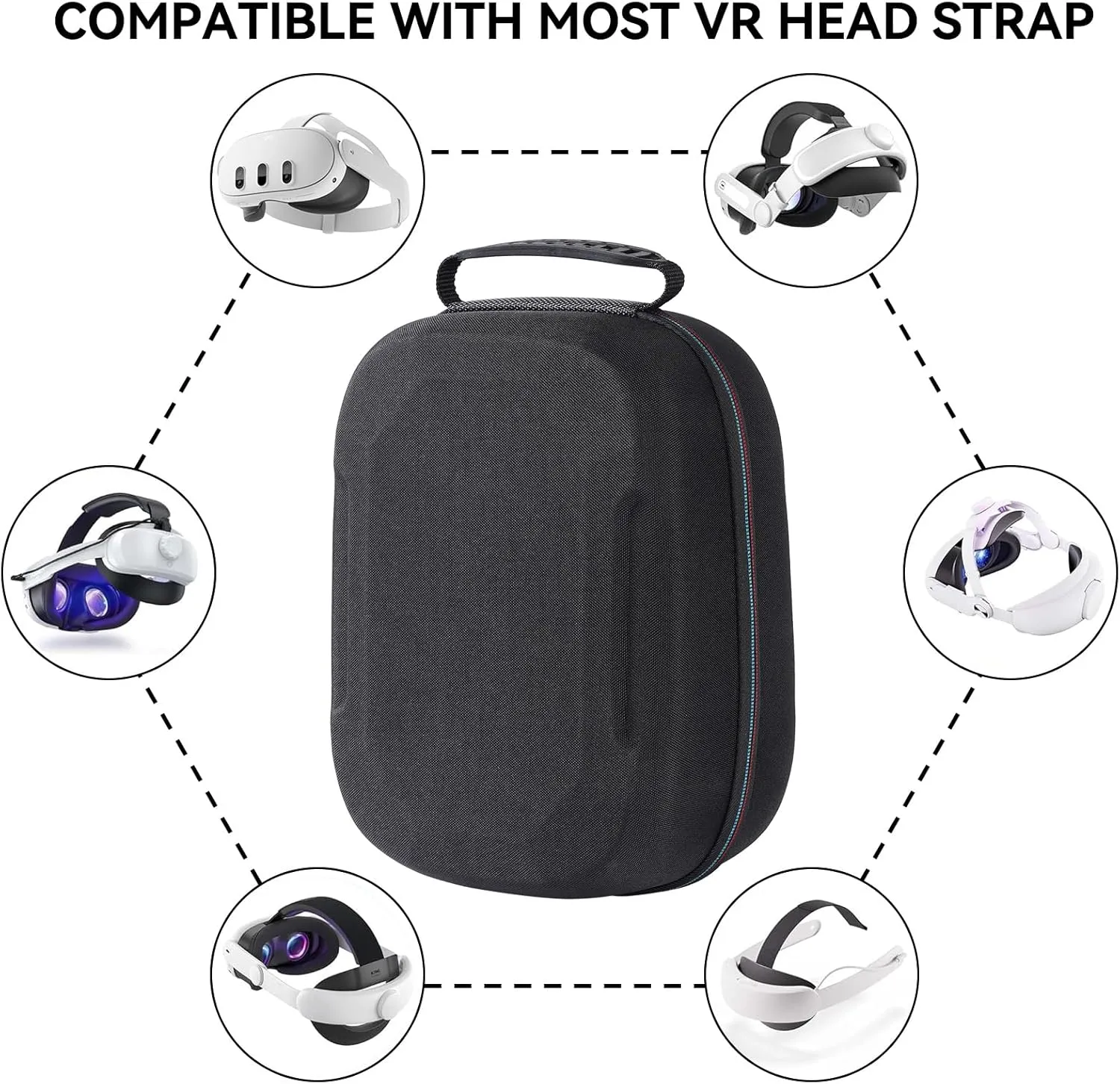 Hard Carrying Case Compatible with Meta Quest 3S/Quest 3/Oculus Quest 2/VP/Pico4,Compatible with VR Headsetible with Battery Elite Strap,Controllers and Other Accessories,Hard Shell Case-Black