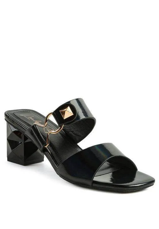 Hookup Geometric Cut Block Heel Slides