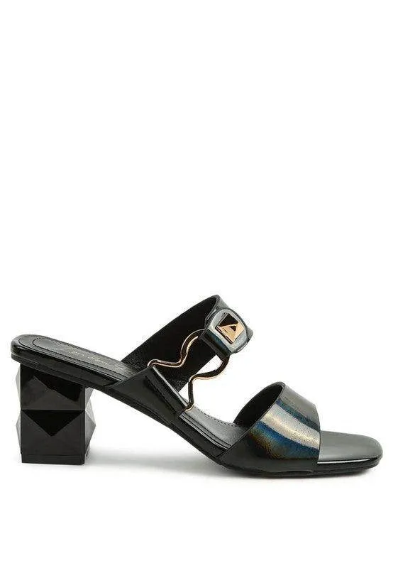 Hookup Geometric Cut Block Heel Slides