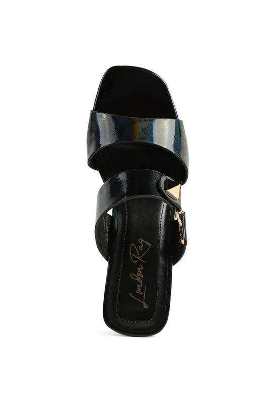 Hookup Geometric Cut Block Heel Slides