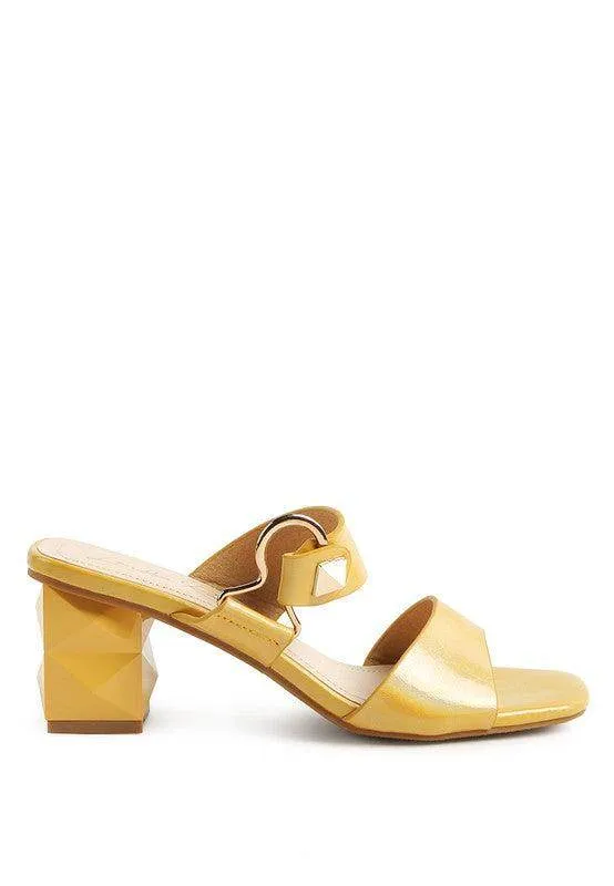 Hookup Geometric Cut Block Heel Slides