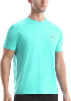 isnowood UPF 50  Swim Shirts for Men, Sun Protection Short Sleeve Rash Guard Mens Quick Dry Surf Athletic Beach Shirt