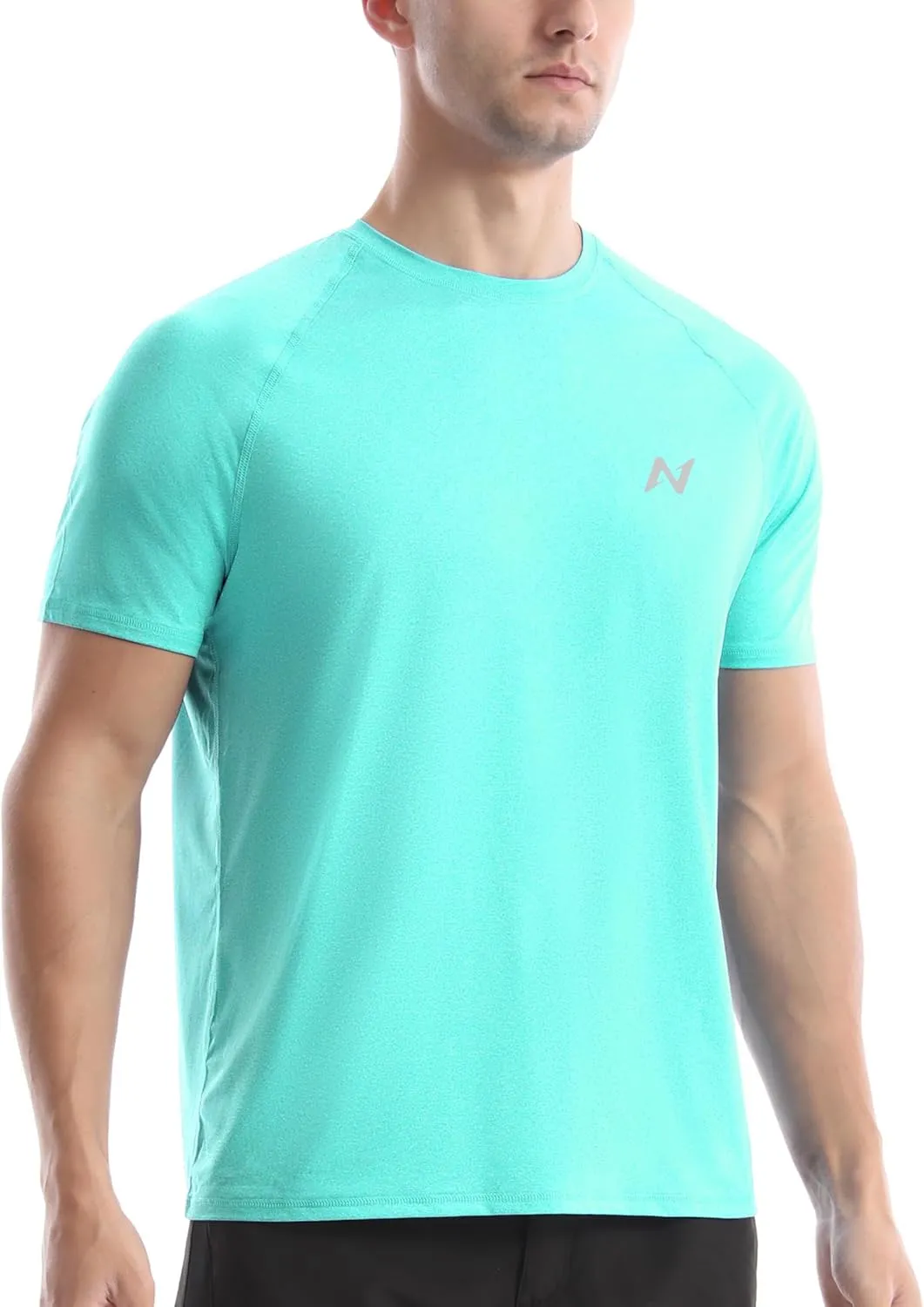 isnowood UPF 50  Swim Shirts for Men, Sun Protection Short Sleeve Rash Guard Mens Quick Dry Surf Athletic Beach Shirt