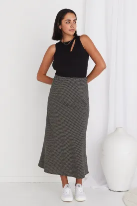 Ivy Black Check Bias Cut Midi Skirt