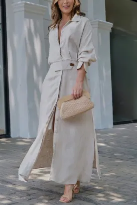 Ivyshape | Classic Linen Maxi Dress Timeless Elegance