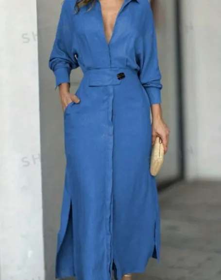 Ivyshape | Classic Linen Maxi Dress Timeless Elegance