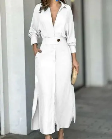 Ivyshape | Classic Linen Maxi Dress Timeless Elegance