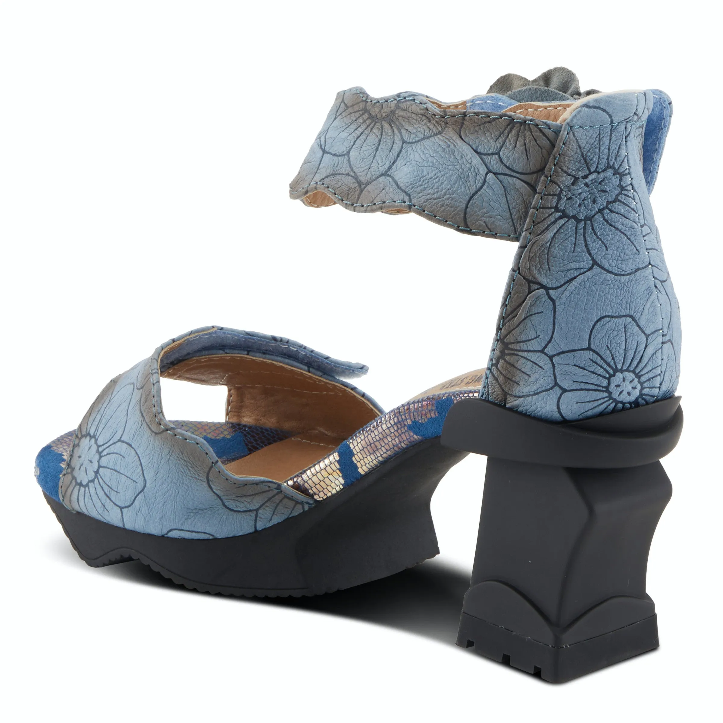 L'Artiste Supercool Platform Leather Etched Heels