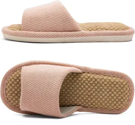 Linen and Cloth Slippers Indoor House Slippers All Seasons Silent Slippers Unisex Blue EU 39-40