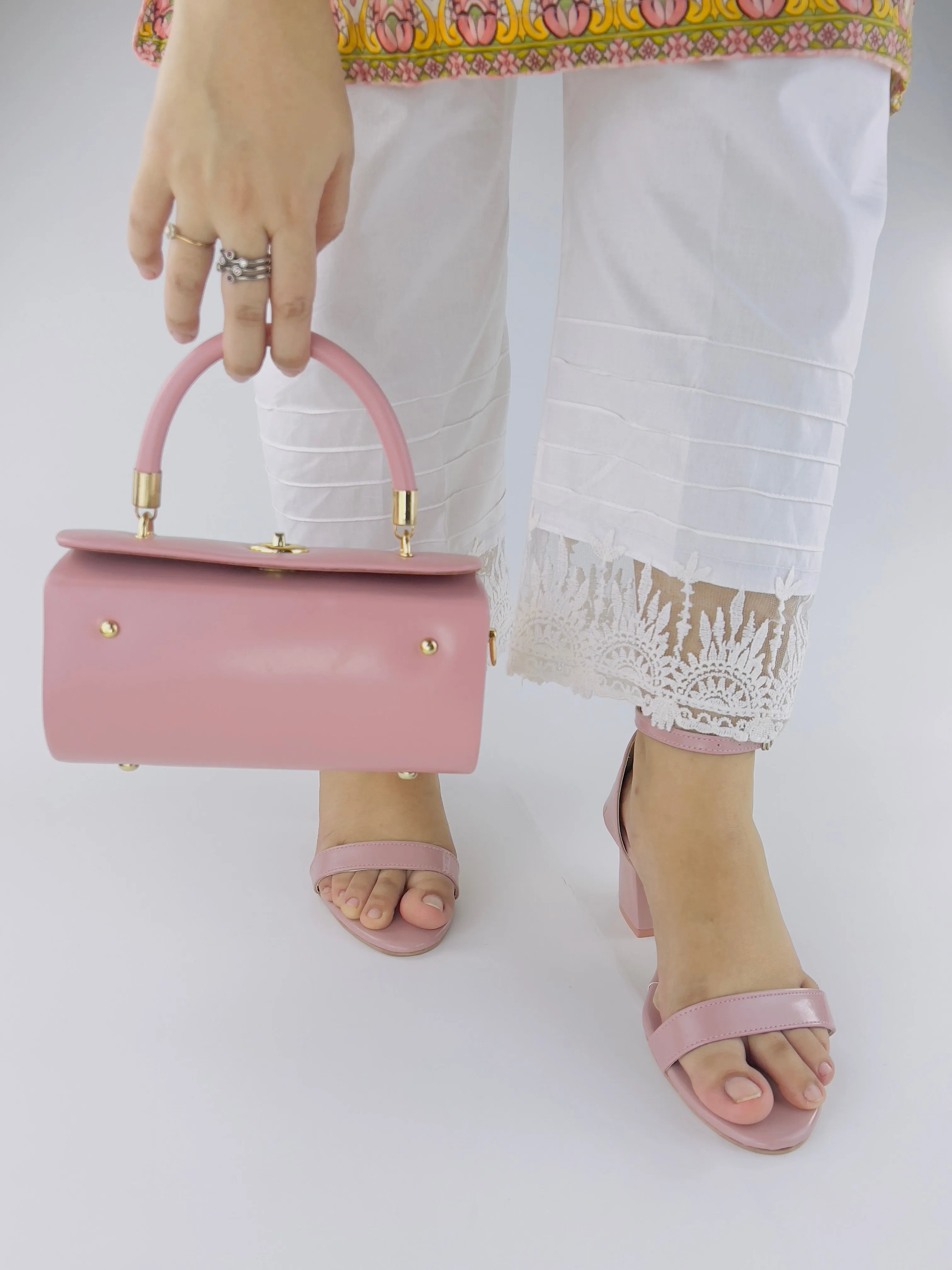 Liza Pink Ankle Strap Block Heel Sandals 0005-Pnk