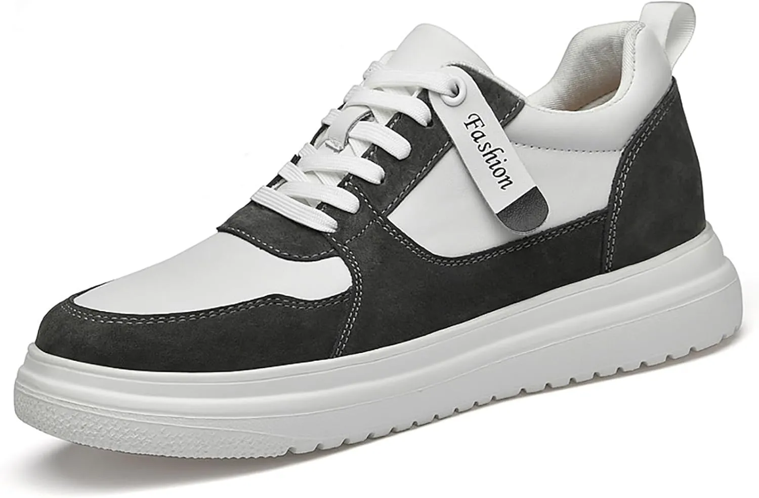 Men's Leather Lace-up Invisible Height Increase Sneakers,Comfortable Lightweight Fashion Outdoor Non-Slip Shock-Absorbing Running Sports Shoes 3.93'' Taller