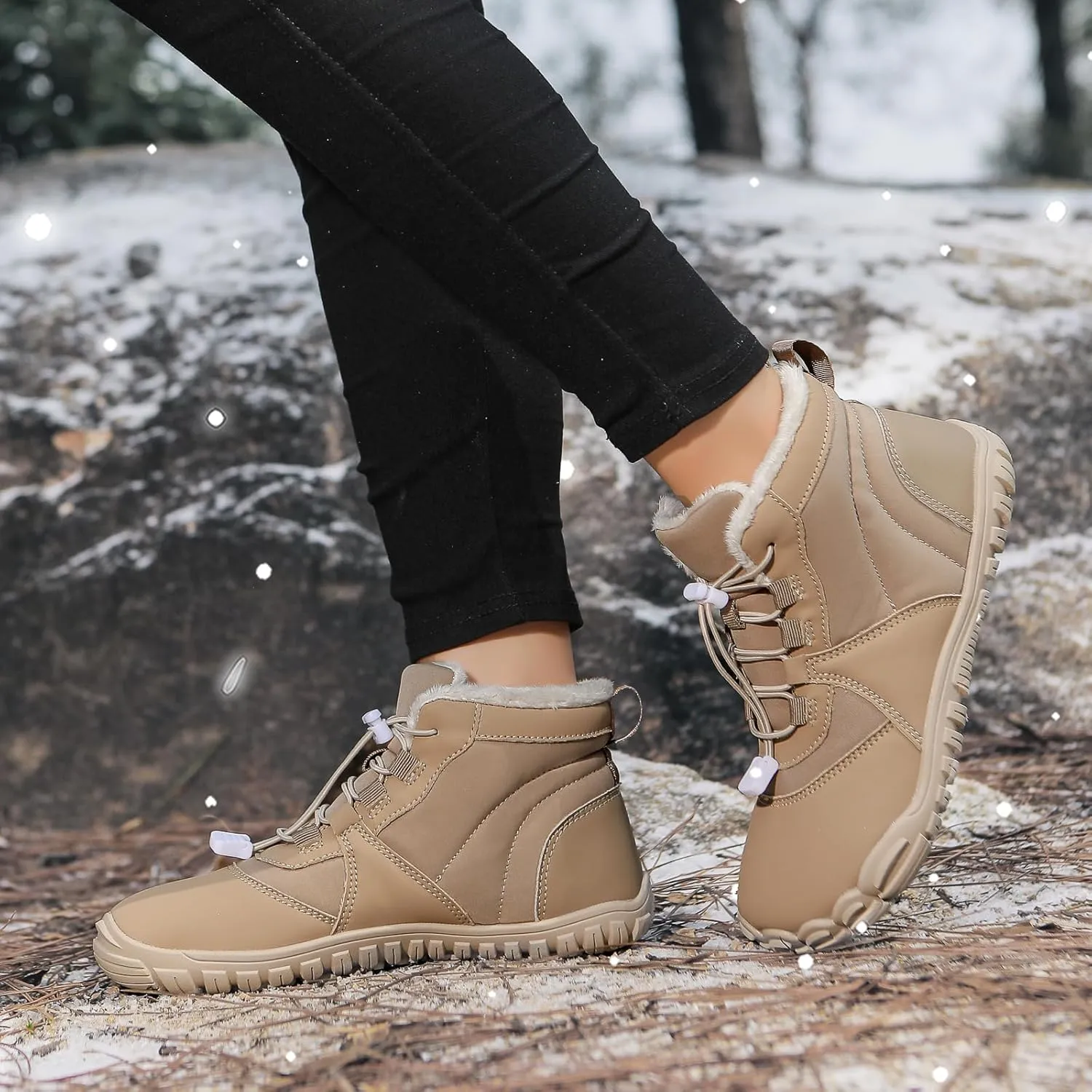 Mens Womens Hike Barefoot Minimalist Shoes Winter Footwear Zero Drop Sole Wide Toe Box Waterproof Hiking Boots Women Warm and comfortable