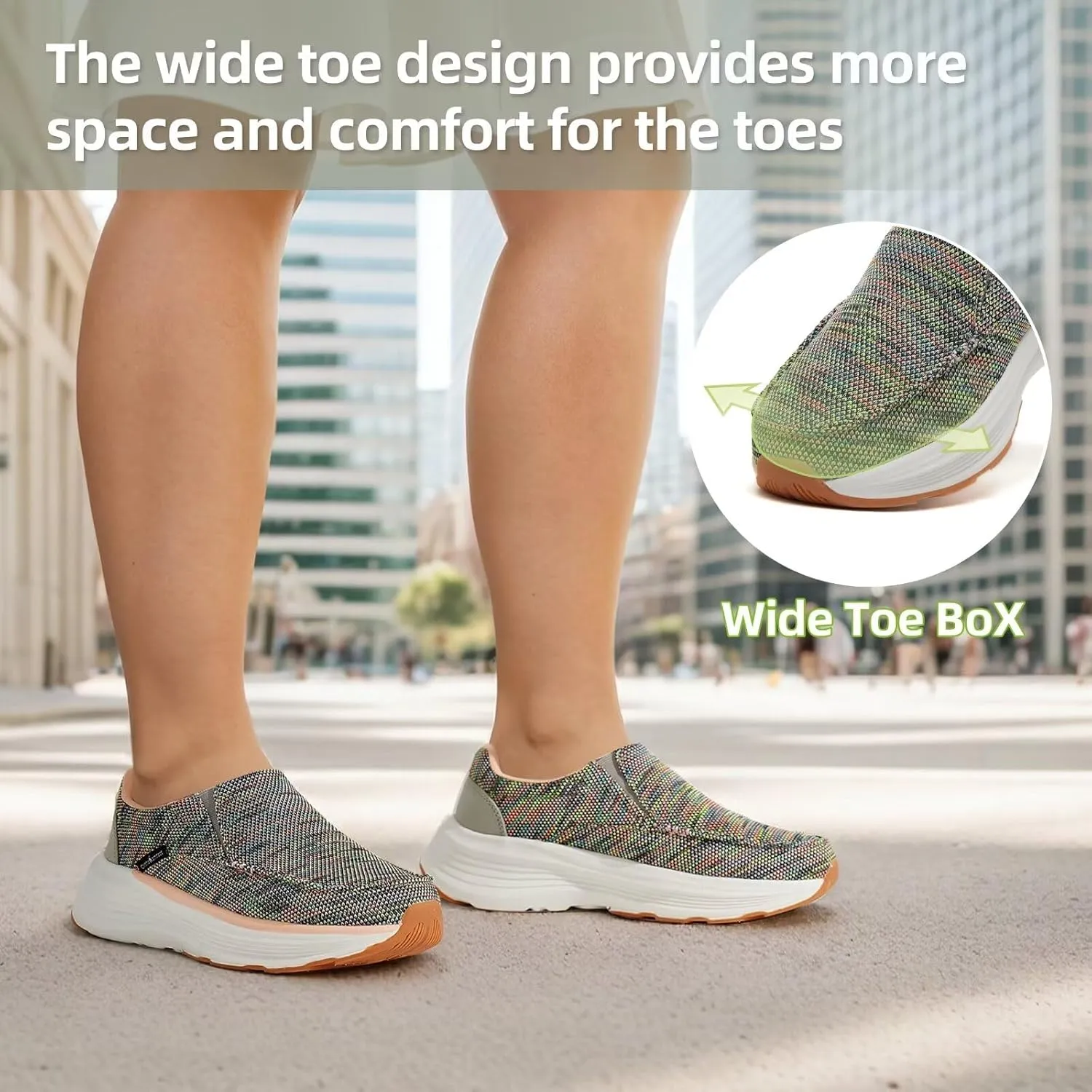 OrthoComfoot Women's Orthopedic Slip-On Loafers Walking Shoes: Comfortable Plantar Fasciitis Loafers with Arch Support for Flat Feet, Casual Orthotic Shoes for Foot and Heel Pain Relief