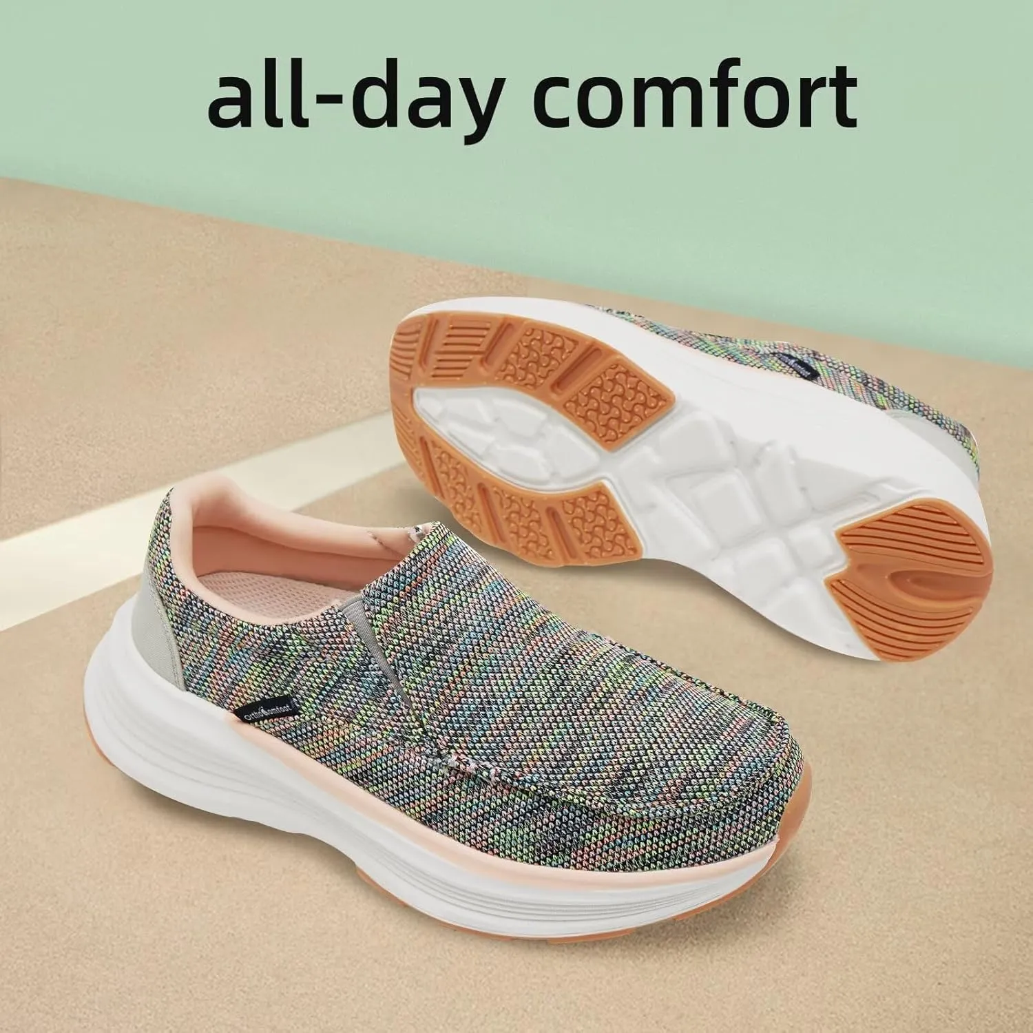 OrthoComfoot Women's Orthopedic Slip-On Loafers Walking Shoes: Comfortable Plantar Fasciitis Loafers with Arch Support for Flat Feet, Casual Orthotic Shoes for Foot and Heel Pain Relief