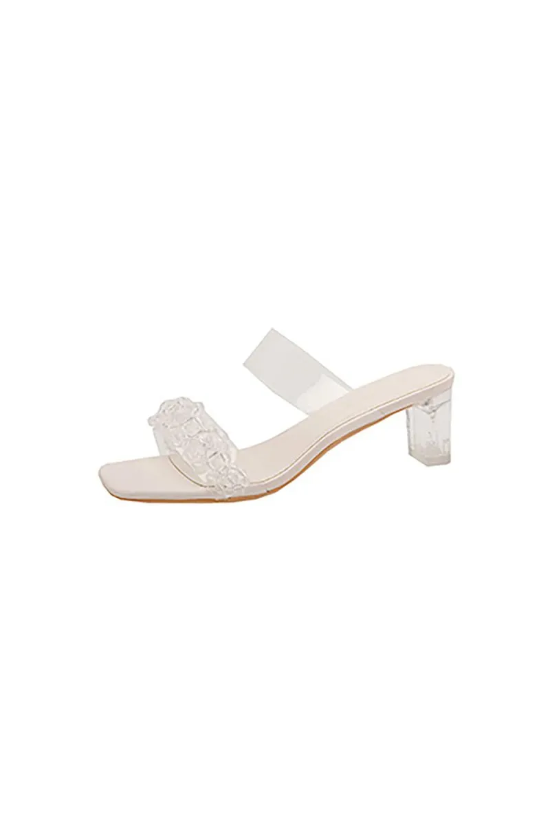 Outdoor Peep Toe Sandals Chunky Heel Fashion Shoes With Beaded
