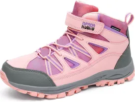 R CORD Girls Hiking Boots Waterproof Durable Kids Hiking Boots TPR Traction Hook&Loop Closure Girls Hiking Boots Anti-Skid Athletic Outdoor Boots