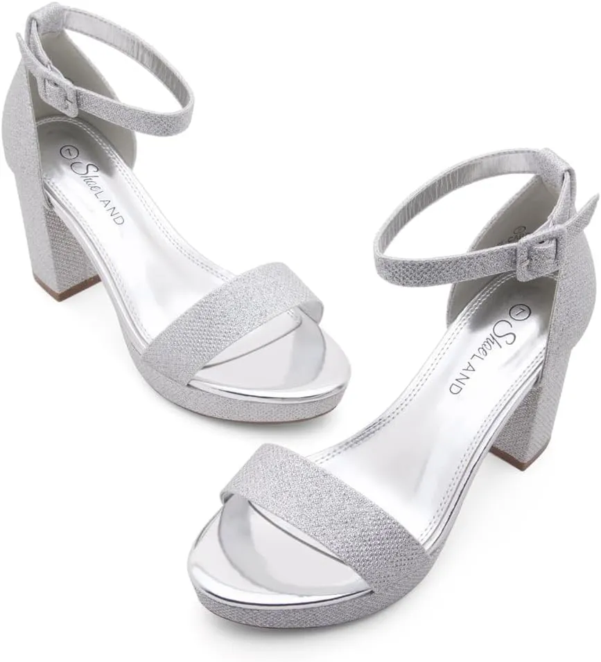 Shoe Land SL-Cabrini Women's Platform Heels, Open Toe Chunky Block Heeled Sandals with Ankle Strap  Dressy High Heel Sandals for Prom, Wedding, and Party