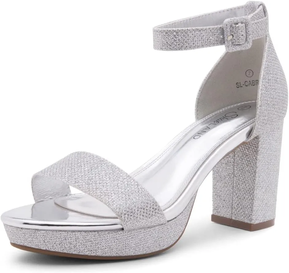 Shoe Land SL-Cabrini Women's Platform Heels, Open Toe Chunky Block Heeled Sandals with Ankle Strap  Dressy High Heel Sandals for Prom, Wedding, and Party