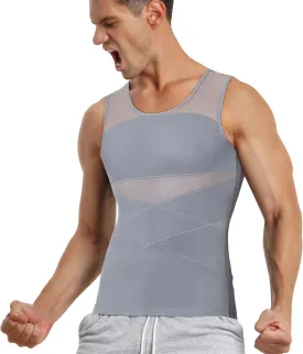 TAILONG Men's Compression Shirt for Body Shaper Slimming Vest Tight Tummy Underwear Tank Top