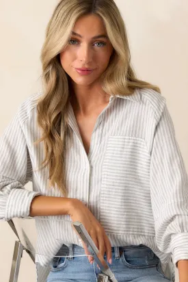 Timeless Flow 100% Cotton Grey Button Front Top