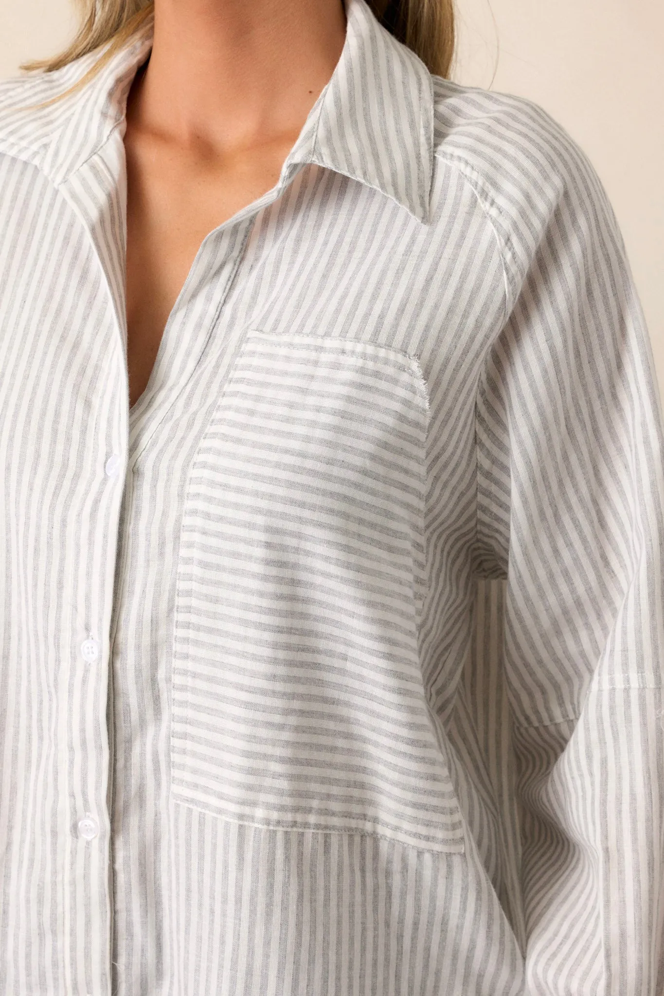 Timeless Flow 100% Cotton Grey Button Front Top